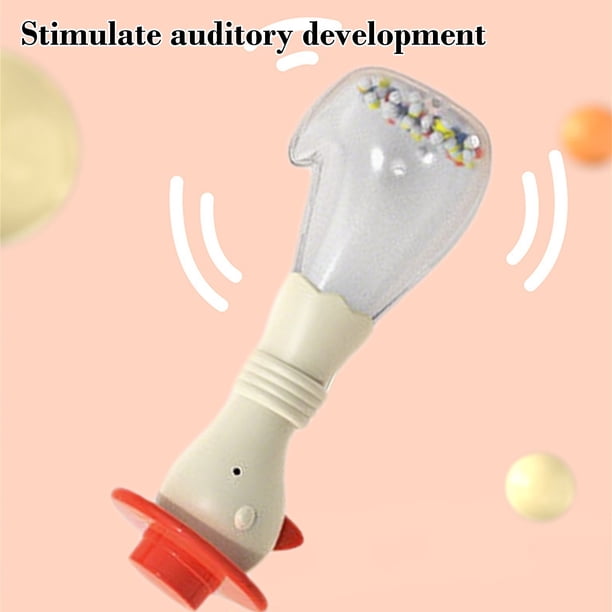 Sonajero para bebé | Juguete musical relajante de mano para el desarrollo sensorial | Mordedor suave y seguro con agarre ergonómico | Formas de conejo y pollo