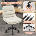 thumbnail image 3 of YODOLLA Office Chair with Wheels, Adjustable Height Vanity Chair with Back Armless Desk Chair and PU Leather Swivel Chair for Office, Home, White, 3 of 10