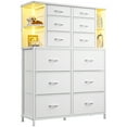 thumbnail image 3 of EnHomee White Dresser for Bedroom Tall Dressers & Chests of Drawers Fabric Dresser with 12 Drawers & LED Lights & Open Shelves, 3 of 9