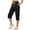 Black, variant on MLQIDK Pedal Pushers for Women Dressy Casual Lounge Pants Elastic Waist Knee Length Capris Trendy Summer Crop Capri Pants with Pockets Black 2XL