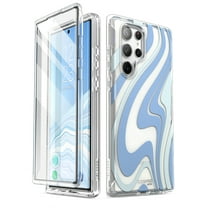 i-Blason Cosmo Series for Samsung Galaxy S23 Ultra 5G (2023 Release), Slim Stylish Protective Case with Built-in Screen Protector (BlueSwirl)