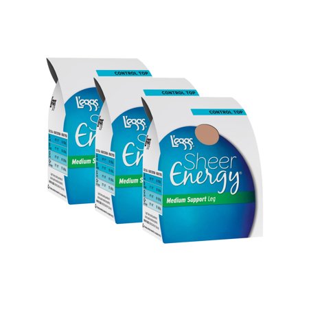 Collection Sheer Control Top Pantyhose - L'eggs Sheer Energy Medium Support Control Top Hosiery, 3 Pack