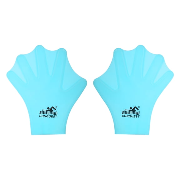 Uxcell 7 x 6 Inch Silicone Swimming Gloves, Webbed Swim Gloves for Aquatic Training, Blue