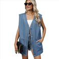thumbnail image 1 of Chaleco Vaquero Vintage para Mujer, de Gran Tamaño, con Botones y Botones Azul S, 1 of 9