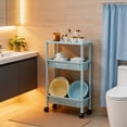 thumbnail image 4 of EGNMCR Multi Layer Movable Plastic Storage Rack Large Capacity Layered Storage Rack With Wheels Living Room/bedroom/bathroom/kitchen Item Storage Rack Plasti c trolley, 4 of 6