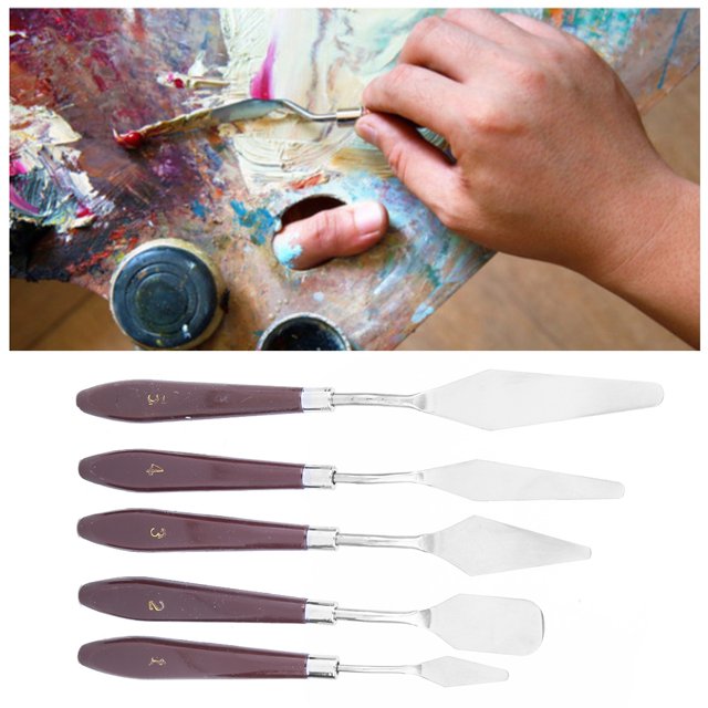 Raspador De Pintura, Juego De Cuchillos De Pigmento De Acero Inoxidable, 5 Uds.