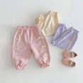 thumbnail image 4 of KAUOD Toddler Girls Bowknot Pants Elastics Waist Harem Bloomers Trousers Girls Summer Cotton Casual Lounge Long Pants, 4 of 7