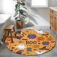 thumbnail image 3 of Round Rugs 3Ft, Halloween Round Area Rug Washable Indoor Throw Carpet, Orange Cartoon Pumpkin Cat Star Bat Country Small Non Slip Circle Rug for Bedroom Living Room Home Decor Aesthetic, 3 of 8