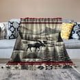 thumbnail image 2 of Orinice Trees Mountains Moose Warm Lightweight Blanket Soft Fleece Throw Blanket All Seasons Decor Cow Gifts Blanket 50x60in, 2 of 6