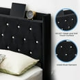 thumbnail image 5 of EastVita Queen Bed Frame Floating Frame with LED Lights, Modern Upholstered Platform with Wingback Storage Headboard, Wood Slats Support, 5 of 8