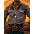 thumbnail image 5 of Men's Western Cowboy Shirt Long Sleeve Embroidered Casual Button Down Shirt Brown L, 5 of 6