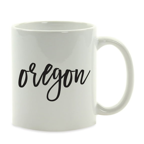 Koyal Wholesale Black Calligraphy Oregon US State Ceramic Coffee Mug