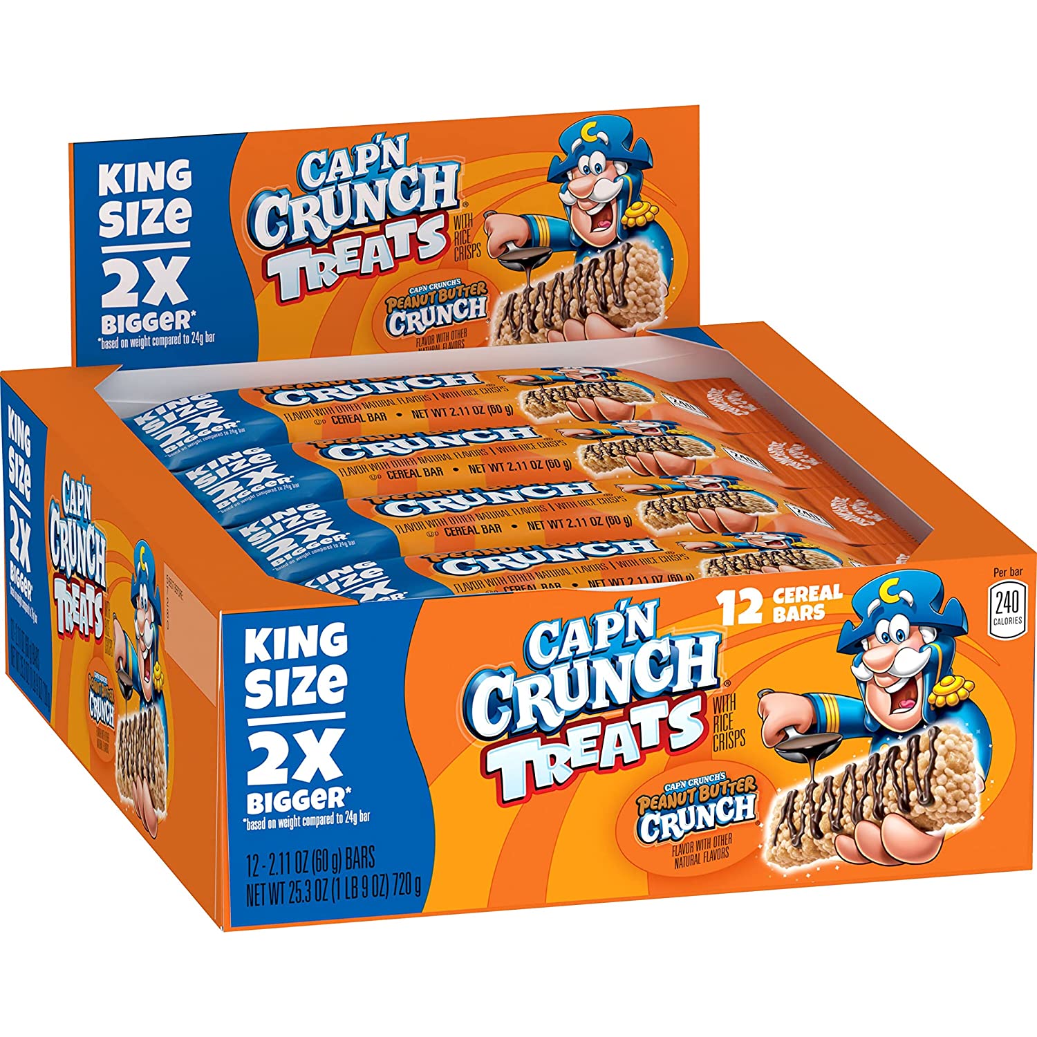Quaker Capn Crunch King Size Treat Bars, Peanut Butter, 12 Count