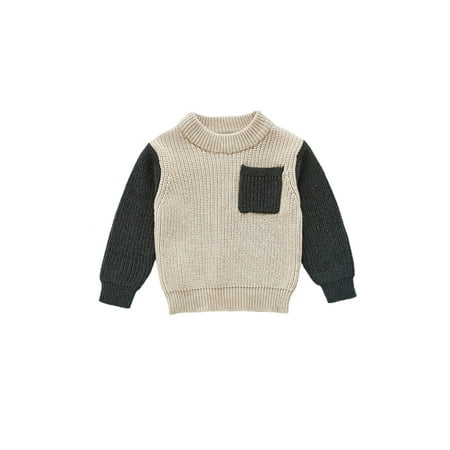 

Sunisery Infant Baby Girls Boys Casual Long Sleeve Knitted Sweater Contrast Color Pullover Knitwear Warm Clothes Apricot 12-18 Months