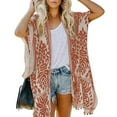 thumbnail image 5 of Cheers US Tassle Women's Long Floral Kimono Printed Cardigan Sheer Swimsuit Cover Ups, 5 of 6