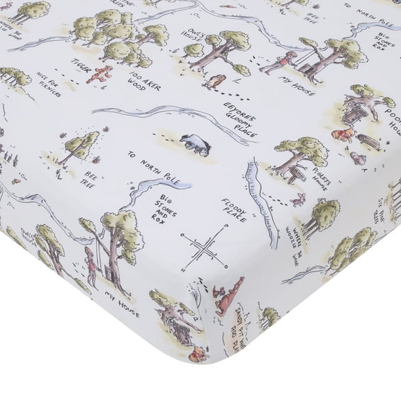 Disney Classic Winnie the Pooh 100 Acre Woods Fitted Crib Sheet