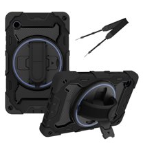 XYX 3in1 Rotating Stand Case for Samsung Galaxy Tab A9 8.7 inch 2023 with Hand/Shoulder Strap, Shockproof Rugged, Black