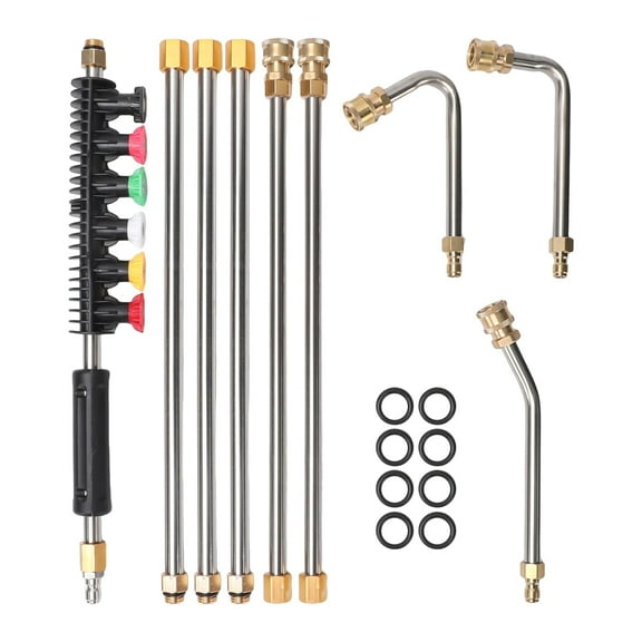 Pressure Washer Extension Wand Upgrade, 9 Pack Power Washer Lance with 6 Nozzle Tips, 30°,90°,120° Curved Rod, 1/4" Quick Connect, 4000 PSI
