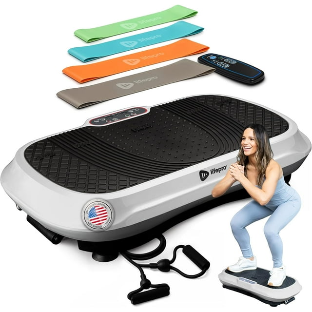 Lifepro Waver Vibration Plate Exercise Machine – Full Body Vibrating Plate for Lymphatic Drainage, Muscle Toning & Fat Loss – Includes Loop Bands, Remote & 99 Speed Settings - White