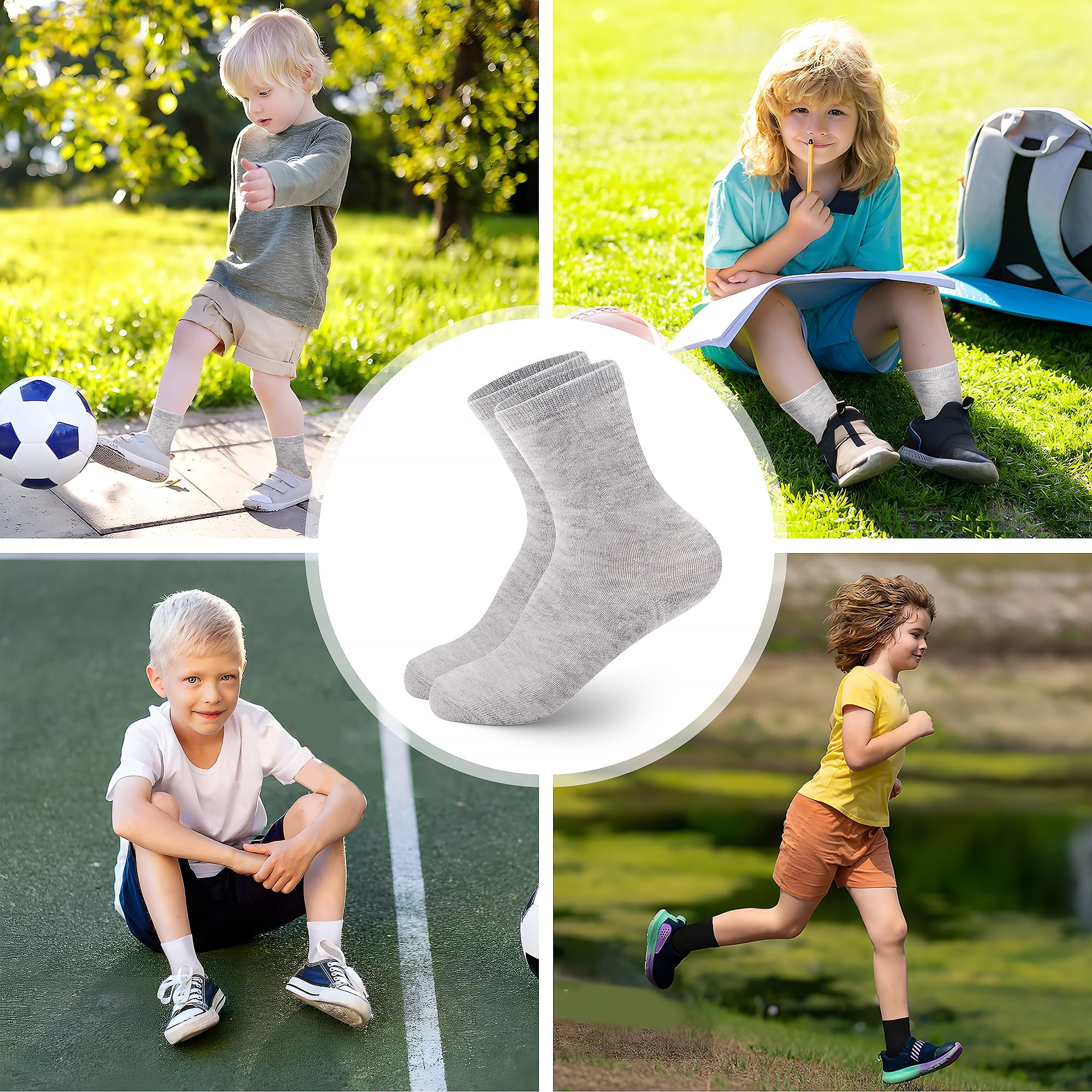 15 Pairs Toddler Socks Kids Socks Boys Crew School Athletic Mid Calf Dress Socks for 1-13 Years Boys Girls Children