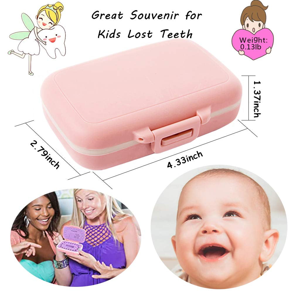 Blue Baby Teeth Keepsake Box pp Children Kids Tooth Storage Holder Organizer Printed in English to Keep The Child-Wood Memory