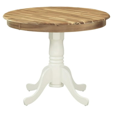 East West Furniture Antique Round Acacia Wood Dining Table in Oak/White