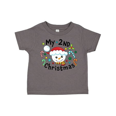 

Inktastic My 2nd Christmas Cute Snowman with Candy Canes Gift Toddler Boy or Toddler Girl T-Shirt