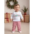 thumbnail image 3 of Miaouyo Toddler Baby Boys Girls Christmas Fall Outfits 6 12 18 24 Months 2T 3T 4T Long Sleeve Embroidery Tops and Plaid Pants Set, 3 of 9