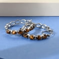 thumbnail image 3 of Tigers Eye Gemstone Hoop Earrings for Women Trendy with Platinum Plating - Unique Cute Fashion Hoops Birthstone Jewelry Christmas Gifts, 3 of 6