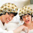 thumbnail image 6 of Shower Caps,White Yellow Sunflower Pattern Waterproof Shower Cap for Women 4 Pieces,Double Reusable Hair Cover for Shower PEVA Elastic Stretch Hem, 6 of 7