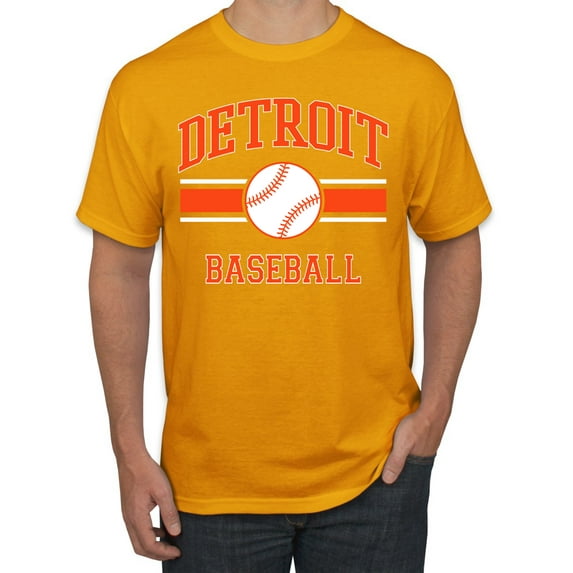 Wild Bobby City of Detroit Baseball Fantasy Fan Sports Men's T-Shirt, Gold, Medium