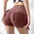 thumbnail image 2 of Women's Excercise Gym Yoga Shorts Elastic High Waist Sweat Shorts Solid Color Lounge Shorts Pockets Fashion Summer Casual Beach Pants Brown M, 2 of 6
