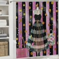 thumbnail image 5 of BCIIG  Fashio Woman Shower Curtain  Modern Girly Pink Black Stripe High Heel Perfume Girls White Floral Bathroom Decor Fabric Polyester Waterproof, 5 of 6