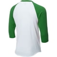thumbnail image 3 of Soffe Men's Classic Raglan 3/4 Sleeve Baseball T-Shirt White/Green M, 3 of 3