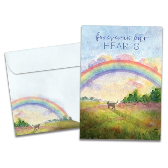 Tree-Free Greetings Pet Sympathy Greeting Card, 5x7, Sweet Cat Rainbow (GO69182)