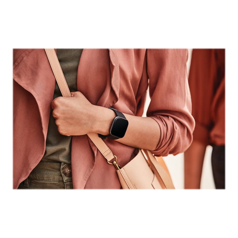 Fitbit Versa 2 Smartwatch, Carbon, Silicone Band, Black, Wi-Fi