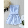 thumbnail image 3 of Seyurigaoka Baby Girls Tube Sleeveless Jumpsuits with Adjustable Belt, Vertical Stripes Casual Style Summer Clothing, 3 of 8