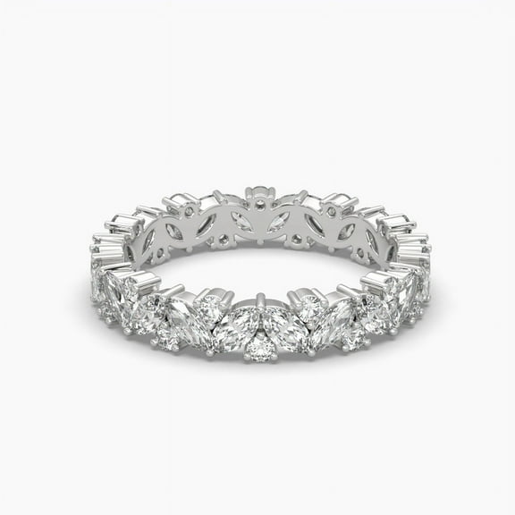 Marquise and Round Moissanite 18k Fleur Eternity Ring