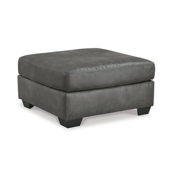 Signature Design by Ashley Bladen Faux Leather Ottoman, Slate Gray