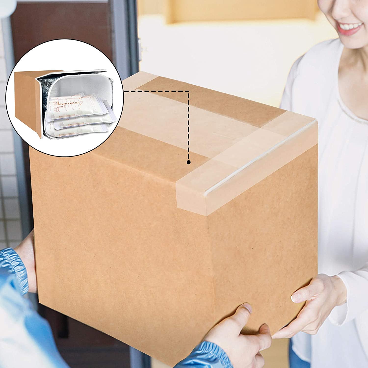 YSSOA 4 Pack 6"x5"x9" Insulated Shipping Boxes with Aluminum Foil Liner,Thermal Insulation Cold Pack Shipping Boxes for Frozen , Reusable Styrofoam Cooler Box, Small Mailing Box