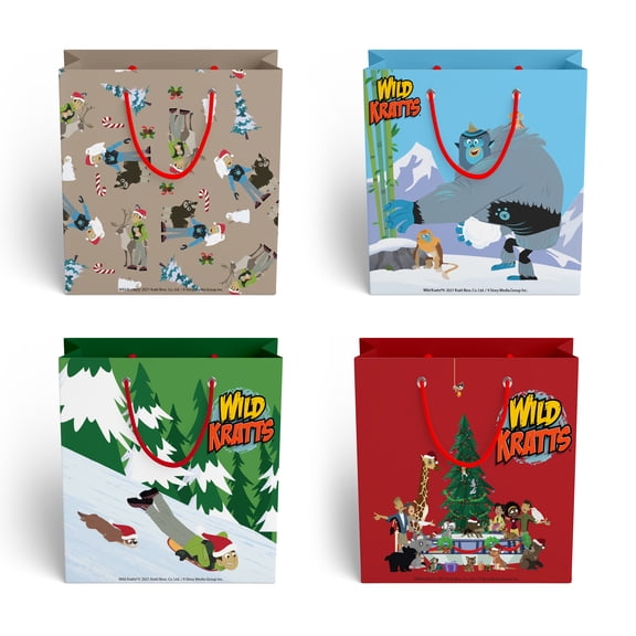 PBS KIDS Wild Kratts 7.5" Medium Gift Bags with Wild Kratts-Themed Designs ( Pack of 4)