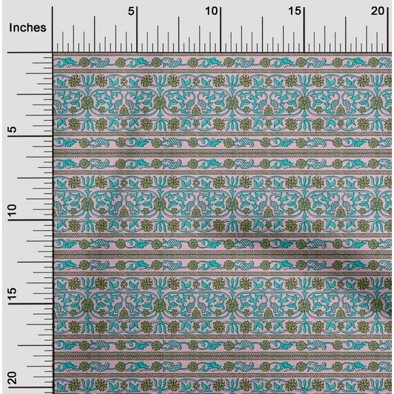 oneOone Viscose Jersey Fabric Leaves & Floral Block Print Sewing Fabric BTY 60 Inch Wide