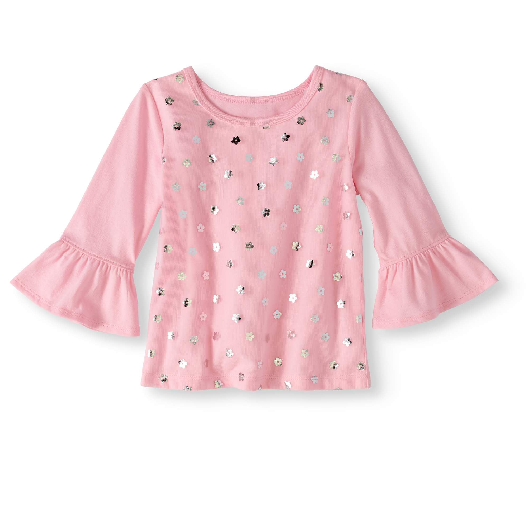 Baby Toddler Girl Long Sleeve Foil Print Bell Sleeve Top