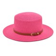 thumbnail image 2 of Clearance! Fdelink Sun Hat Sun UV Protection Hat Adults Unisex Retro Western Cowboy Riding Hat Leather Belt Wide Cap Straw Hat Pink, 2 of 4