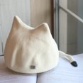 thumbnail image 1 of Boina de invierno con orejas para mujer, gorro francés, disfraz de Lolita, gorro de pintor de gato kawaii, talla única, 1 of 4