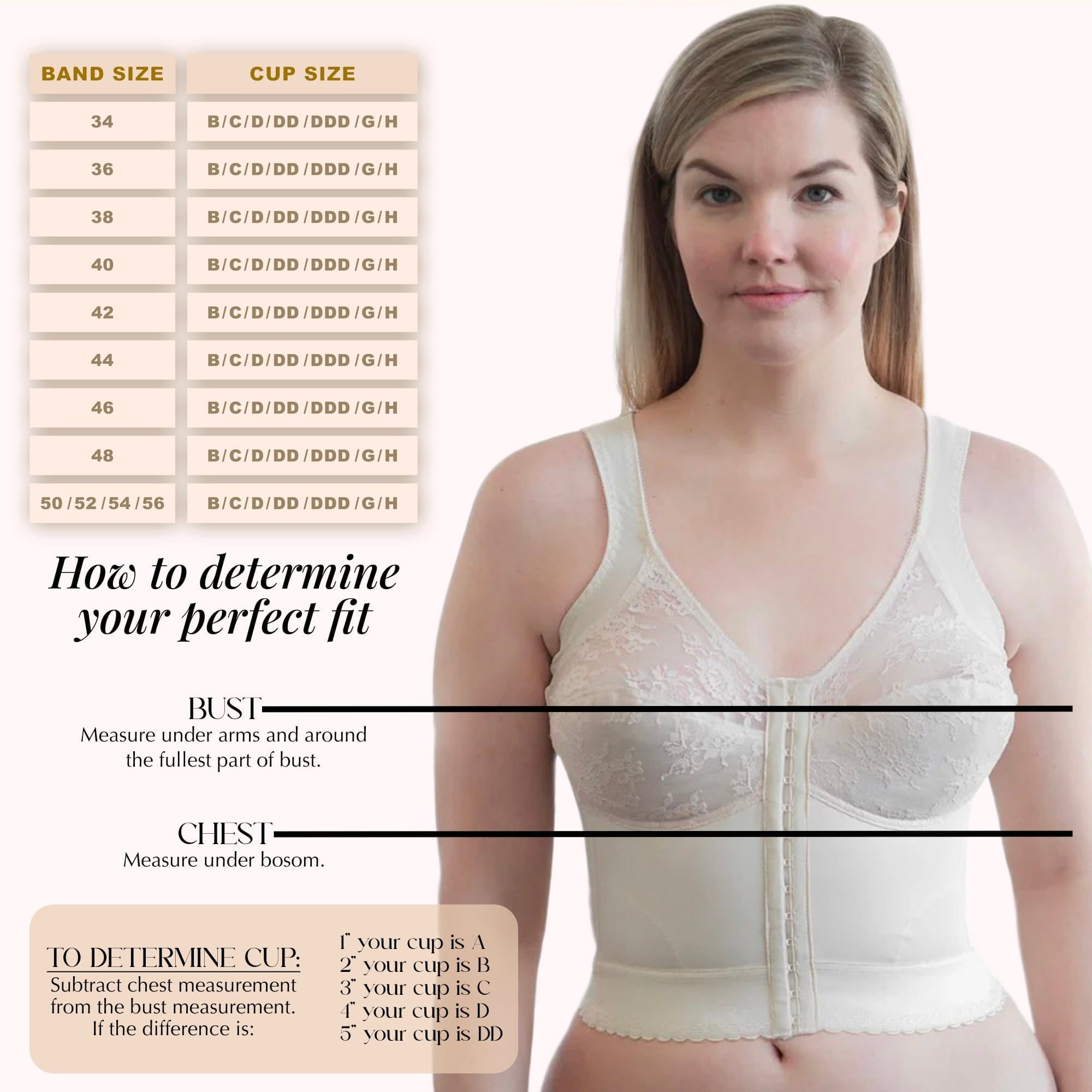 Women's Cortland Intimates 9603 Back Support Longline Bra (Blush 52C)