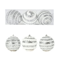 Large Red Christmas Ball Ornaments, 3-Pack Big Plastic Christmas Tree Decor, Shatterproof Holiday Hanging Balls for Indoor Outdoor(White)