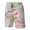 thumbnail image 5 of Kll Passport Stamp Men'S Casual Summer Beach Shorts Hawaiian Shorts With Pockets-Small, 5 of 9