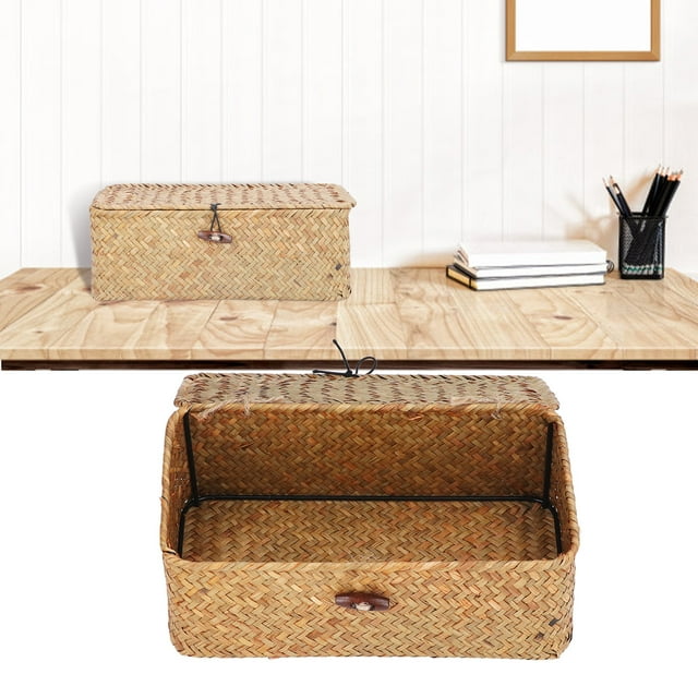 Storage Basket With Lid, Storage Bins With Lids For Organizing, Woven Storage Boxes Decorative For Living Room, Bathroom, Home Decor