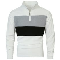 hotojiny Men's Quarter Zip Pullover Long Sleeve Colorblock Golf Shirts Lightweight Fashion Stand Collar Work Sweatshirts